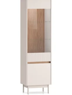 Witryna dwudrzwiowa Dunea przeszklona z oświetleniem 55 cm kaszmir/dąb