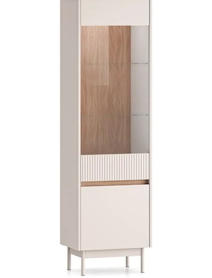 Witryna dwudrzwiowa Dunea przeszklona z oświetleniem 55 cm kaszmir/dąb