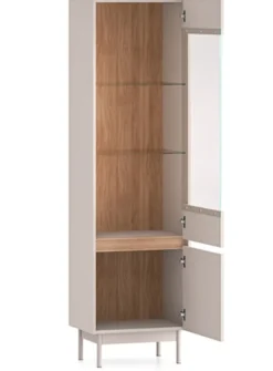 Witryna dwudrzwiowa Dunea przeszklona z oświetleniem 55 cm kaszmir/dąb
