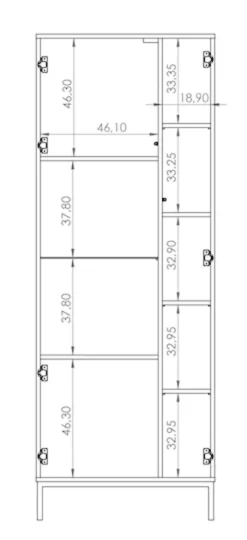 Witryna dwudrzwiowa Perila 70 cm hikora