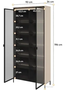 Witryna dwudrzwiowa Trend 92 cm z LED Beżowa