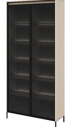 Witryna dwudrzwiowa Trend 92 cm z LED Beżowa