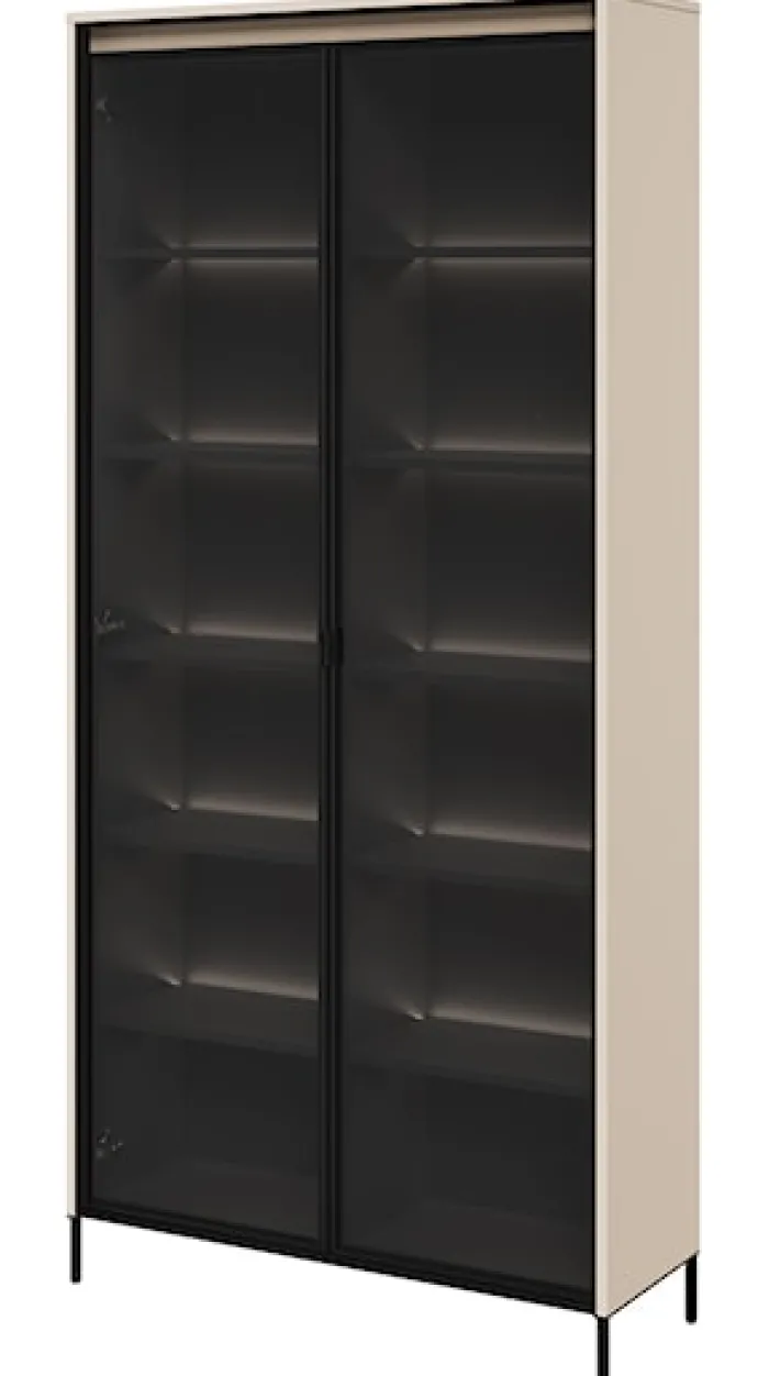 Witryna dwudrzwiowa Trend 92 cm z LED Beżowa