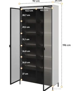 Witryna dwudrzwiowa Trend 92 cm z LED Biała