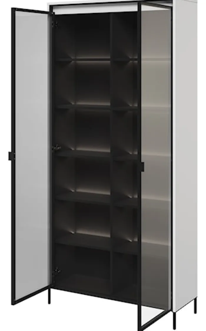 Witryna dwudrzwiowa Trend 92 cm z LED Biała
