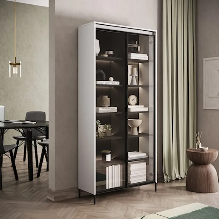 Witryna dwudrzwiowa Trend 92 cm z LED Biała