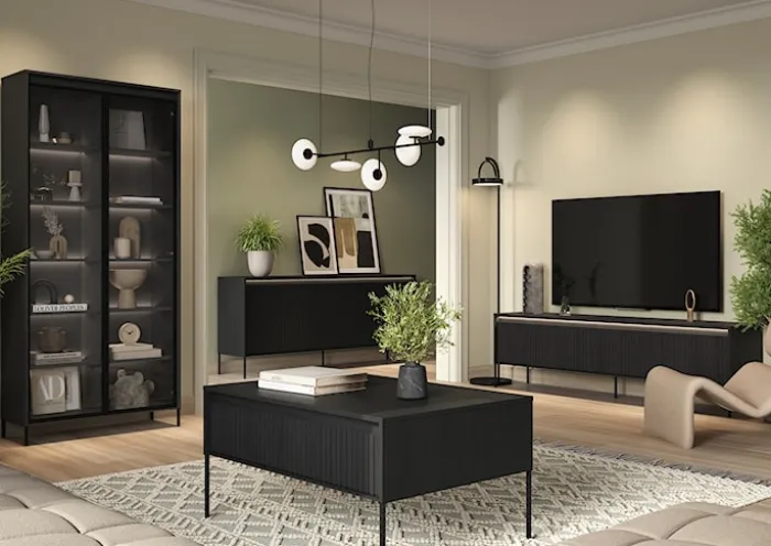 Witryna dwudrzwiowa Trend 92 cm z LED Czarna