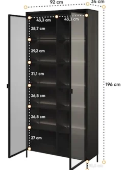Witryna dwudrzwiowa Trend 92 cm z LED Czarna