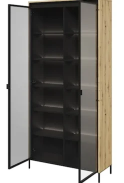 Witryna dwudrzwiowa Trend 92 cm z LED Dąb artisan