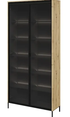 Witryna dwudrzwiowa Trend 92 cm z LED Dąb artisan