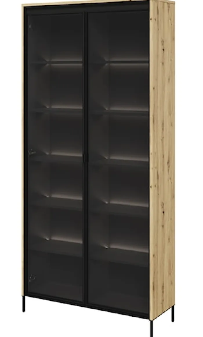 Witryna dwudrzwiowa Trend 92 cm z LED Dąb artisan