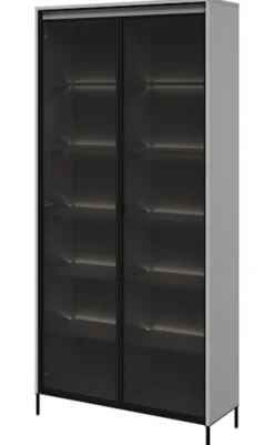 Witryna dwudrzwiowa Trend 92 cm z LED Szara