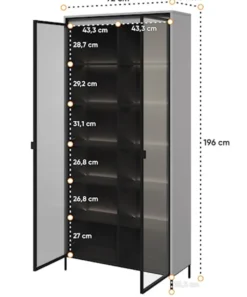 Witryna dwudrzwiowa Trend 92 cm z LED Szara