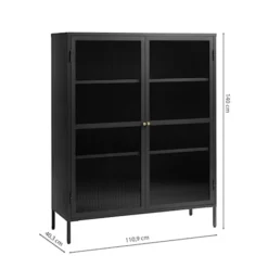 Witryna metalowa Avensunly 140 cm z przeszkleniem zielona
