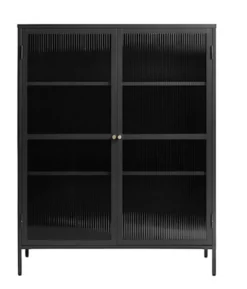 Witryna metalowa Avensunly 140 cm z przeszkleniem czarna