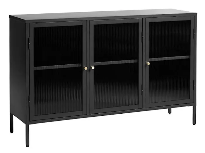 Witryna metalowa Avensunly 85 cm z przeszkleniem czarna