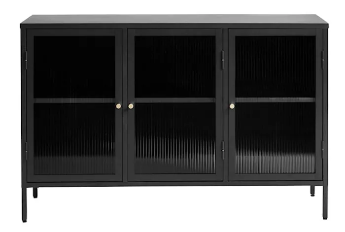 Witryna metalowa Avensunly 85 cm z przeszkleniem czarna