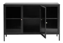 Witryna metalowa Avensunly 85 cm z przeszkleniem czarna