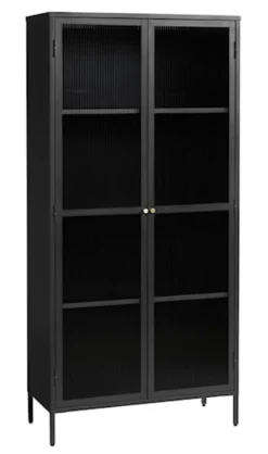 Witryna metalowa Avensunly 190 cm z przeszkleniem czarna