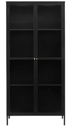 Witryna metalowa Avensunly 190 cm z przeszkleniem czarna