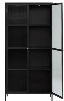 Witryna metalowa Avensunly 190 cm z przeszkleniem czarna