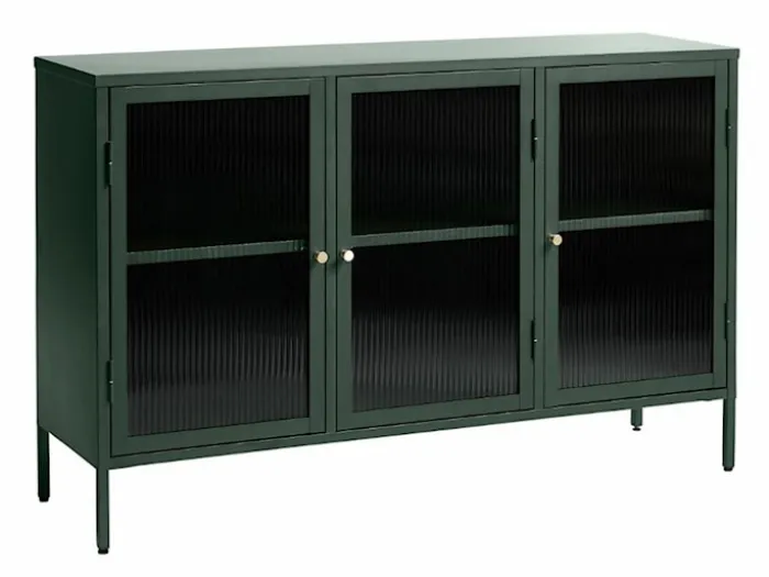 Witryna metalowa Avensunly 85 cm z przeszkleniem zielona