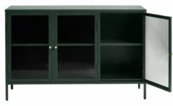 Witryna metalowa Avensunly 85 cm z przeszkleniem zielona