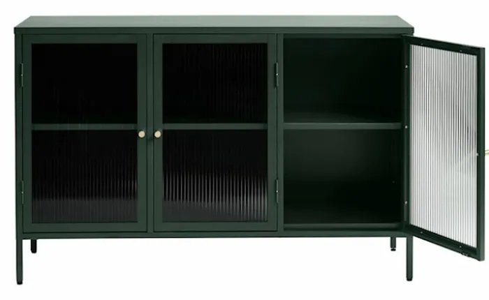 Witryna metalowa Avensunly 85 cm z przeszkleniem zielona
