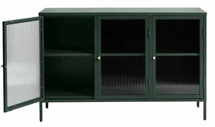 Witryna metalowa Avensunly 85 cm z przeszkleniem zielona