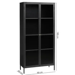 Witryna metalowa Avensunly 190 cm z przeszkleniem zielona