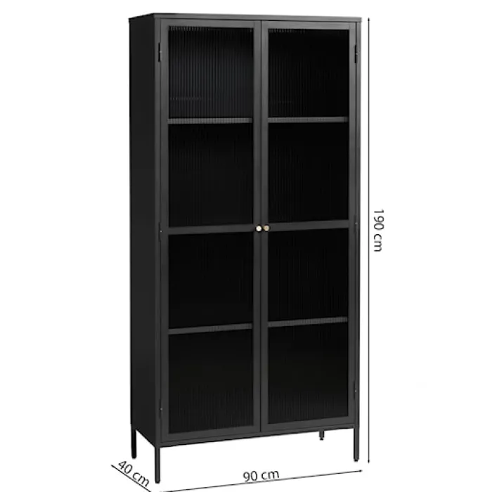 Witryna metalowa Avensunly 190 cm z przeszkleniem zielona