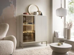 Witryna Tosena dwudrzwiowa z oświetleniem LED 104 cm Kaszmir