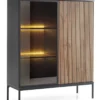 Witryna Tosena dwudrzwiowa z oświetleniem LED 104 cm Czarny/Dąb wotan