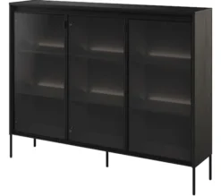 Witryna trzydrzwiowa Trend 150 cm z LED Czarna