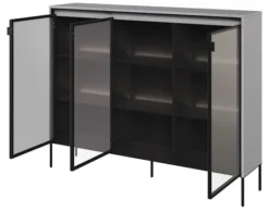Witryna trzydrzwiowa Trend 150 cm z LED Szara