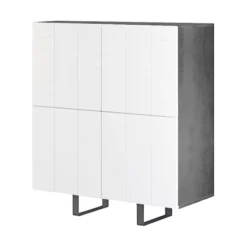 Włoska komoda czterodrzwiowa Antoinettie 110 cm z przetworzonych butelek PET Beton/Biały