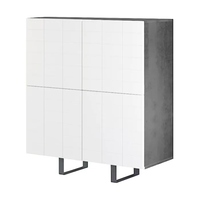 Włoska komoda czterodrzwiowa Antoinettie 110 cm z przetworzonych butelek PET Beton/Biały