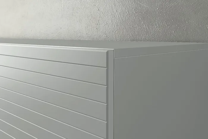 Włoska komoda dwudrzwiowa Gondil 110 cm z przetworzonych butelek PET Beton/Szary