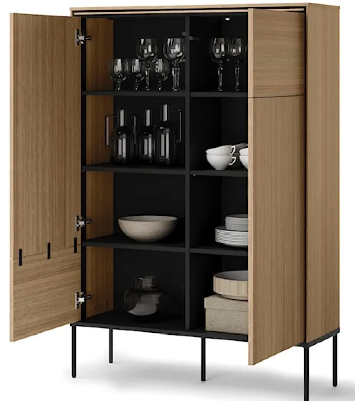 Wysoka komoda Visso dwudrzwiowa 98 cm dąb linearny