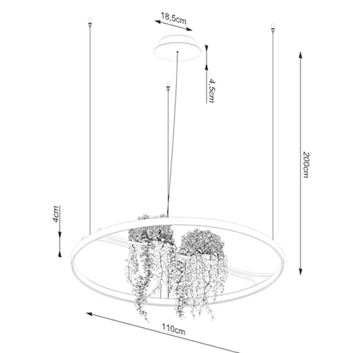 Żyrandol Rio Bio LED 110 cm czarny 3000K