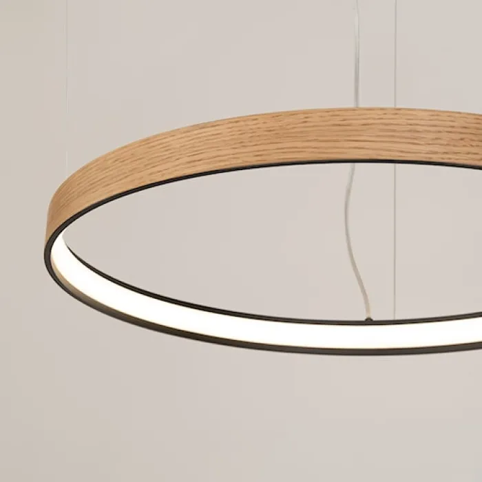 Żyrandol Rio Eik LED 78 cm naturalne drewno 3000K