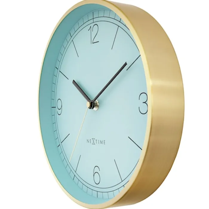 Zegar ścienny Bolero 25 cm turkusowo-złoty