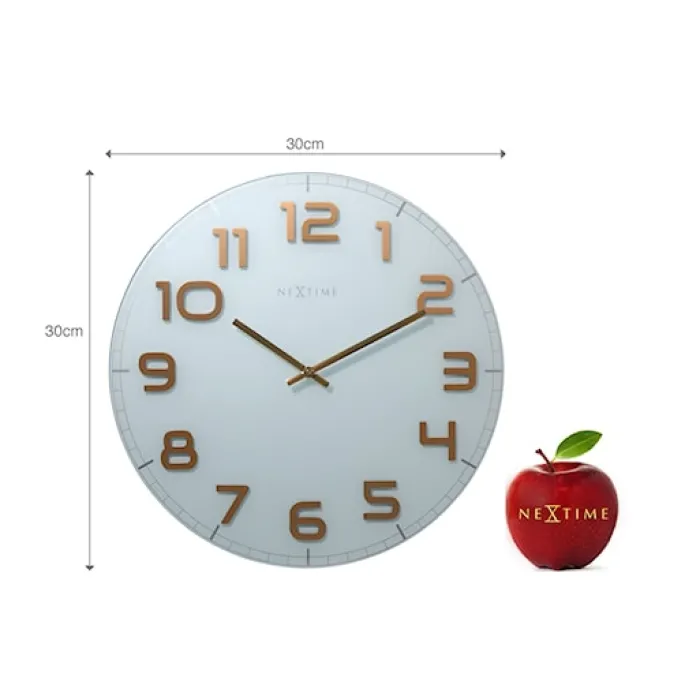 Zegar ścienny Classy 30 cm biało-miedziany