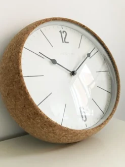 Zegar ścienny Cork 30 cm biało-brązowy