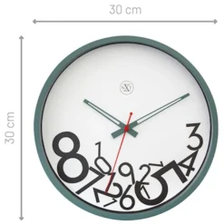 Zegar ścienny Dropped Numbers 30 cm biało-zielony
