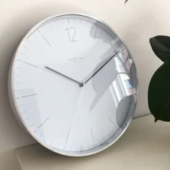 Zegar ścienny Essential 34 cm biało-srebrny