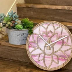 Zegar ścienny Lotus 40 cm różowo-brązowy