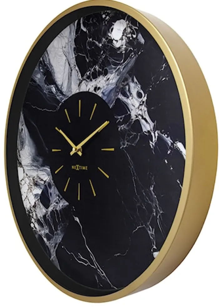 Zegar ścienny Marble 48 cm czarno-złoty