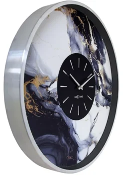 Zegar ścienny Marble 48 cm niebiesko-srebrny