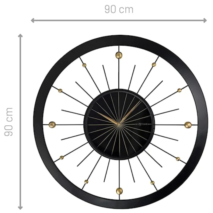 Zegar ścienny Orbit 90 cm czarno-złoty